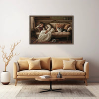 Serene Vintage Woman with Cats in Classic Interior