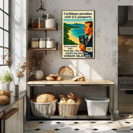 Caribbean Paradise With U.S. Passports Poster