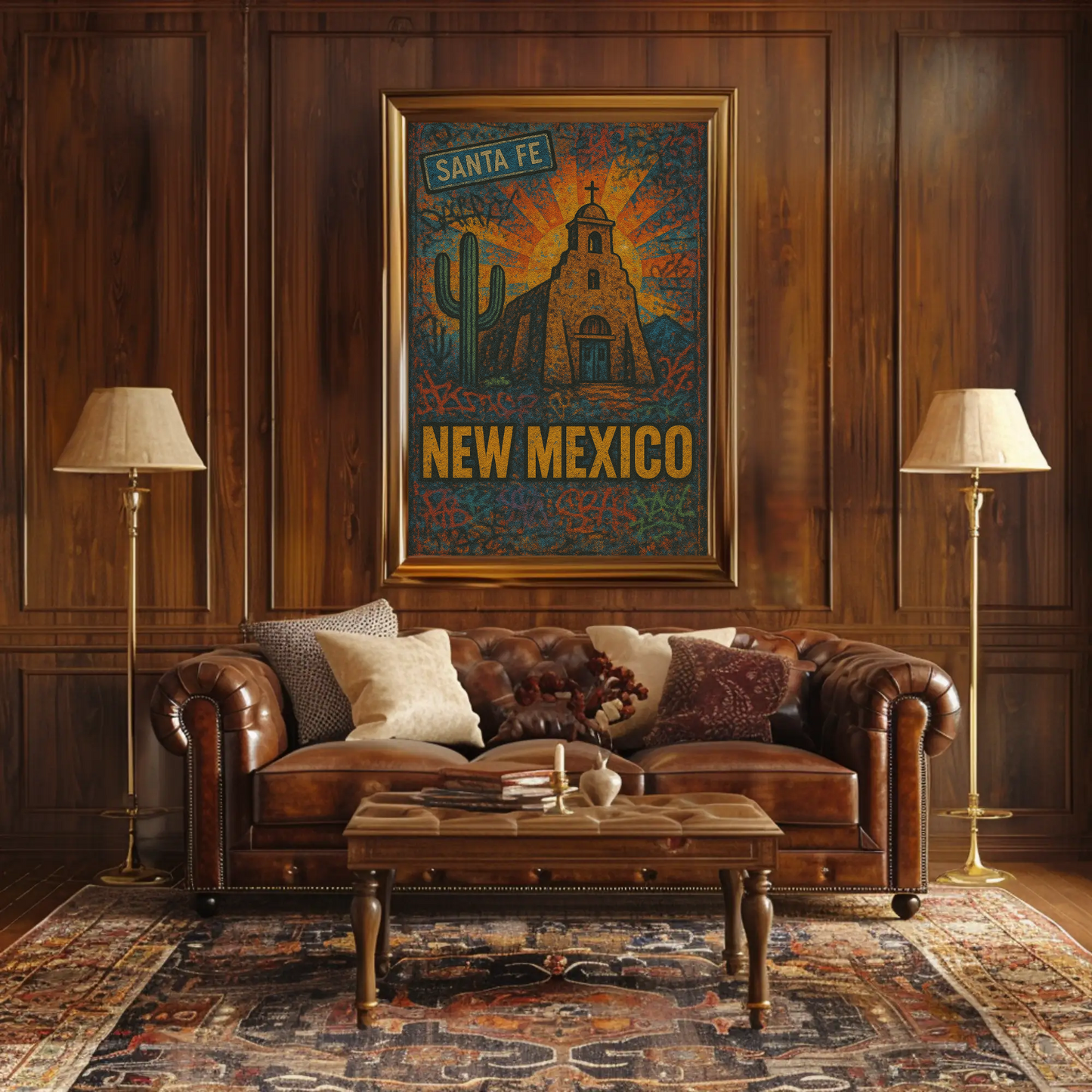 Santa Fe New Mexico Cactus Travel Poster