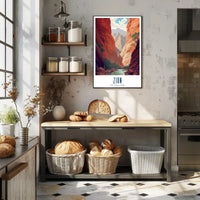 Zion National Park Travel Poster Vintage Canyon Print