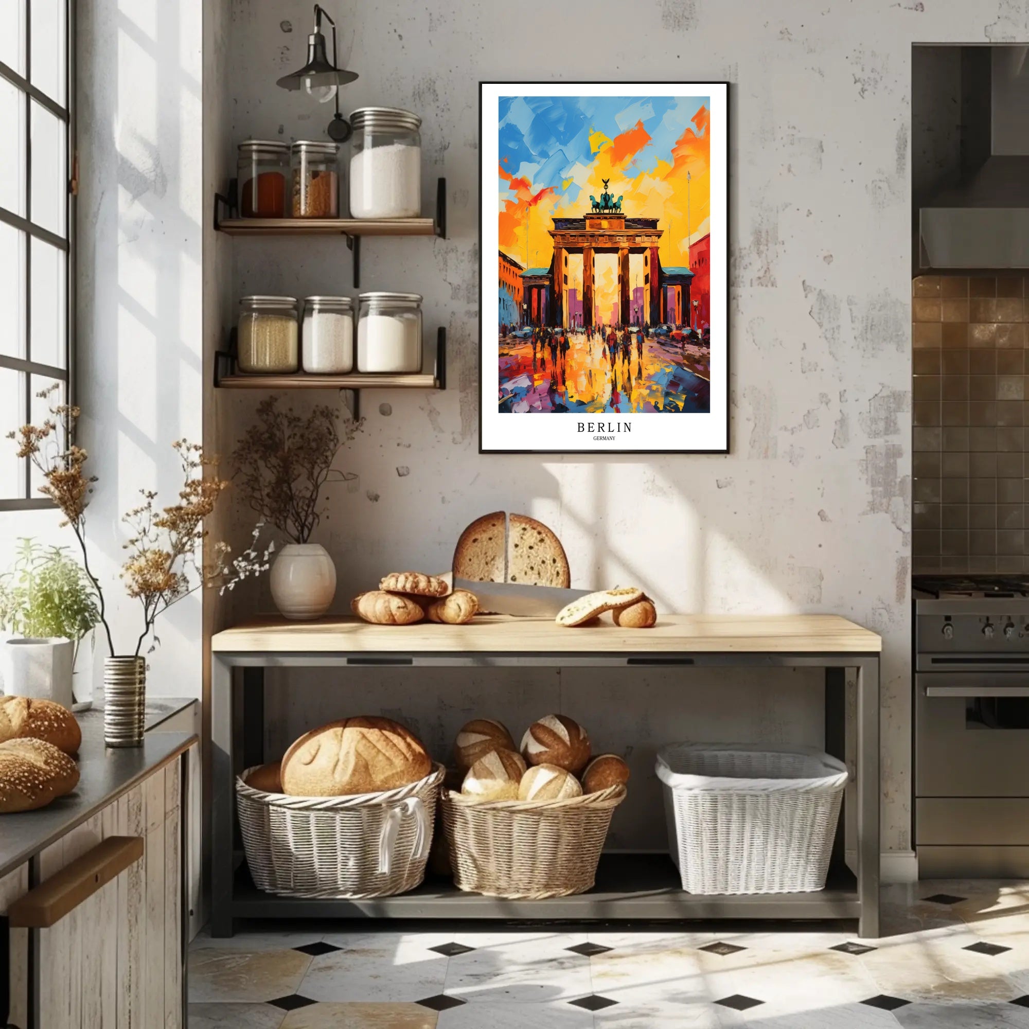 Berlin Brandenburg Gate Vibrant Urban Cityscape Abstract Artistic Poster PosterGoat