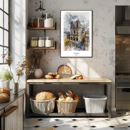 Notre-Dame Paris Watercolor Scene Urban or Cityscape Poster PosterGoat