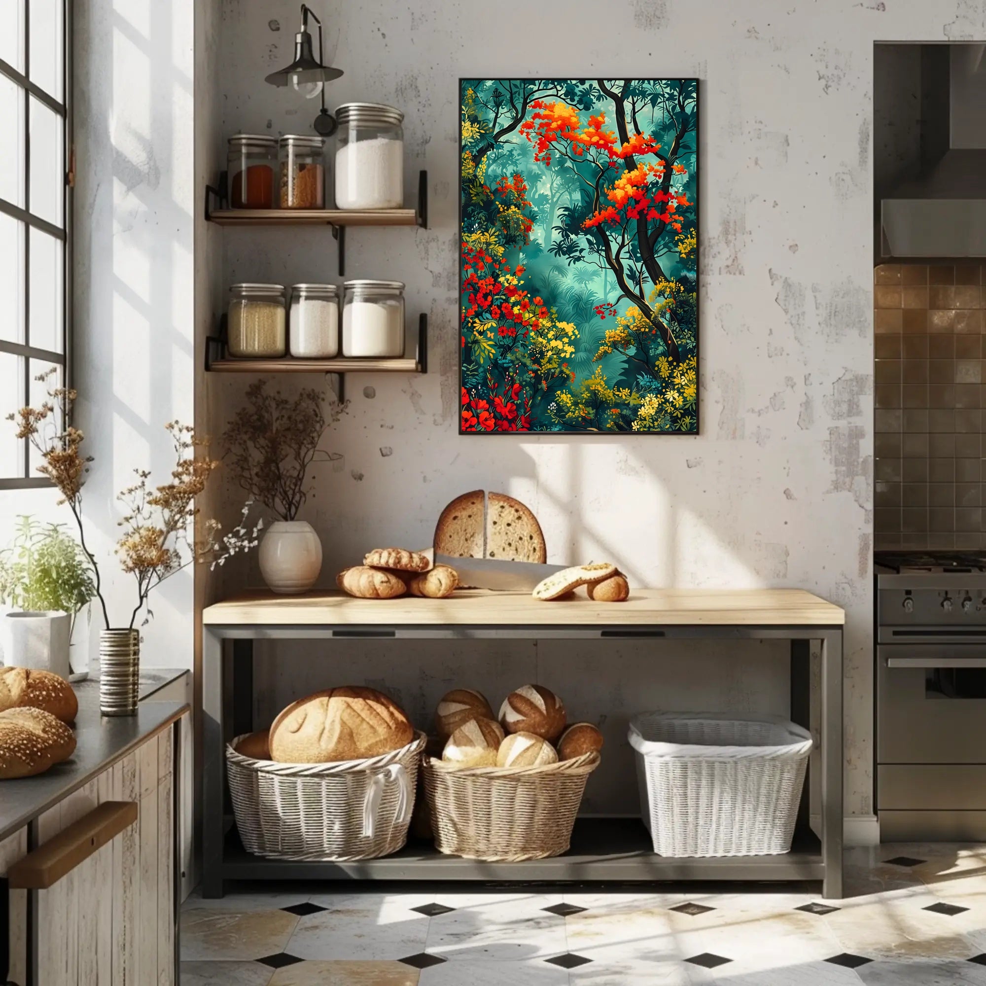 Vibrant Forest Scene William Morris Art Poster