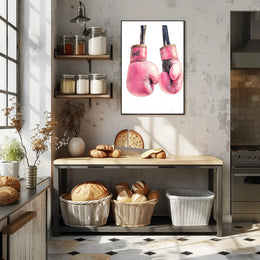 Pink Boxing Gloves Poster Decorative Sports Wall Art