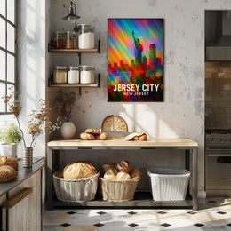 Jersey City Harbor Skyline Urban Realism Collector Poster