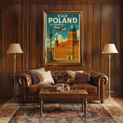 Visit Poland Historic Castle Flight Travel Poster