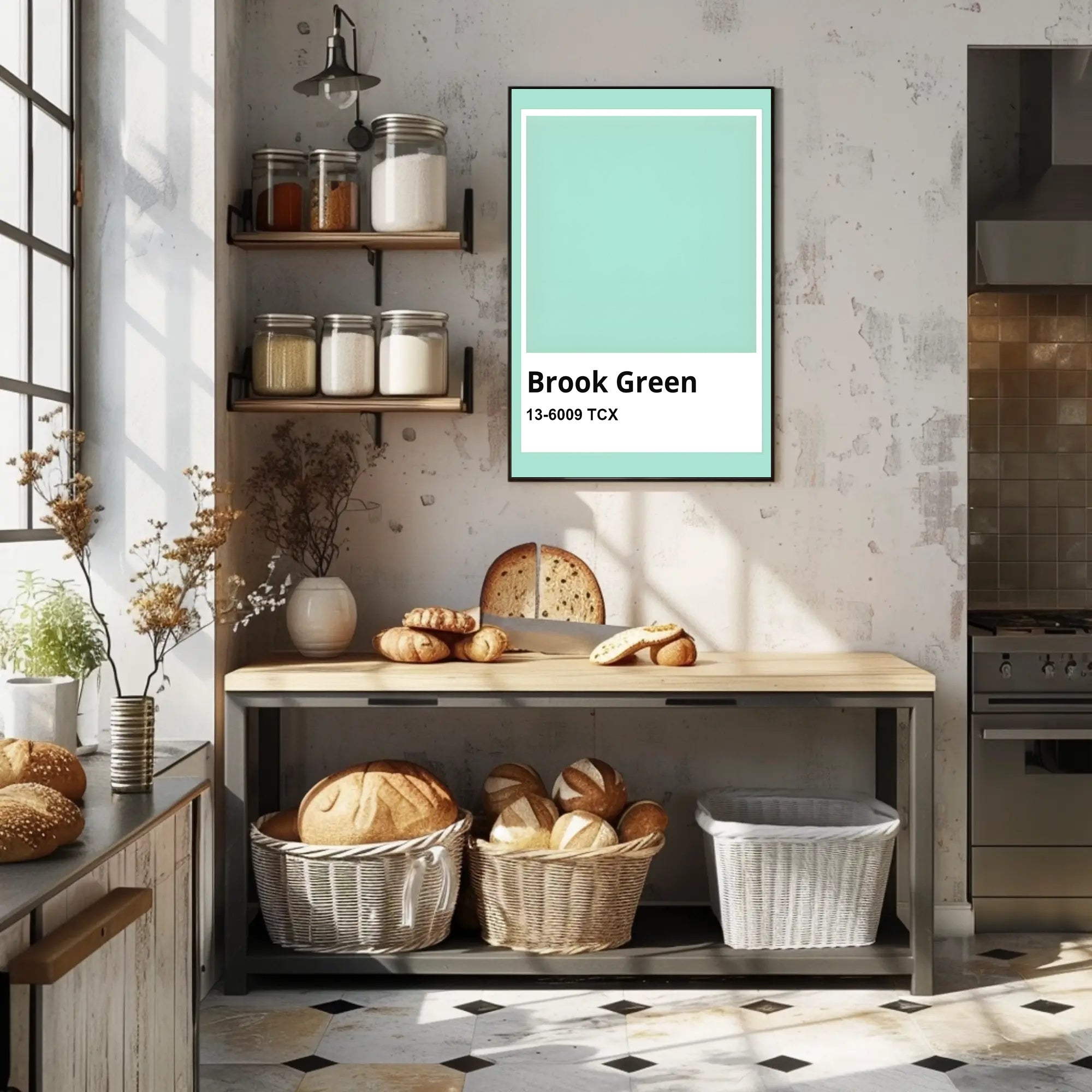 Minimalist Teal Green Interior Design Poster PosterGoat