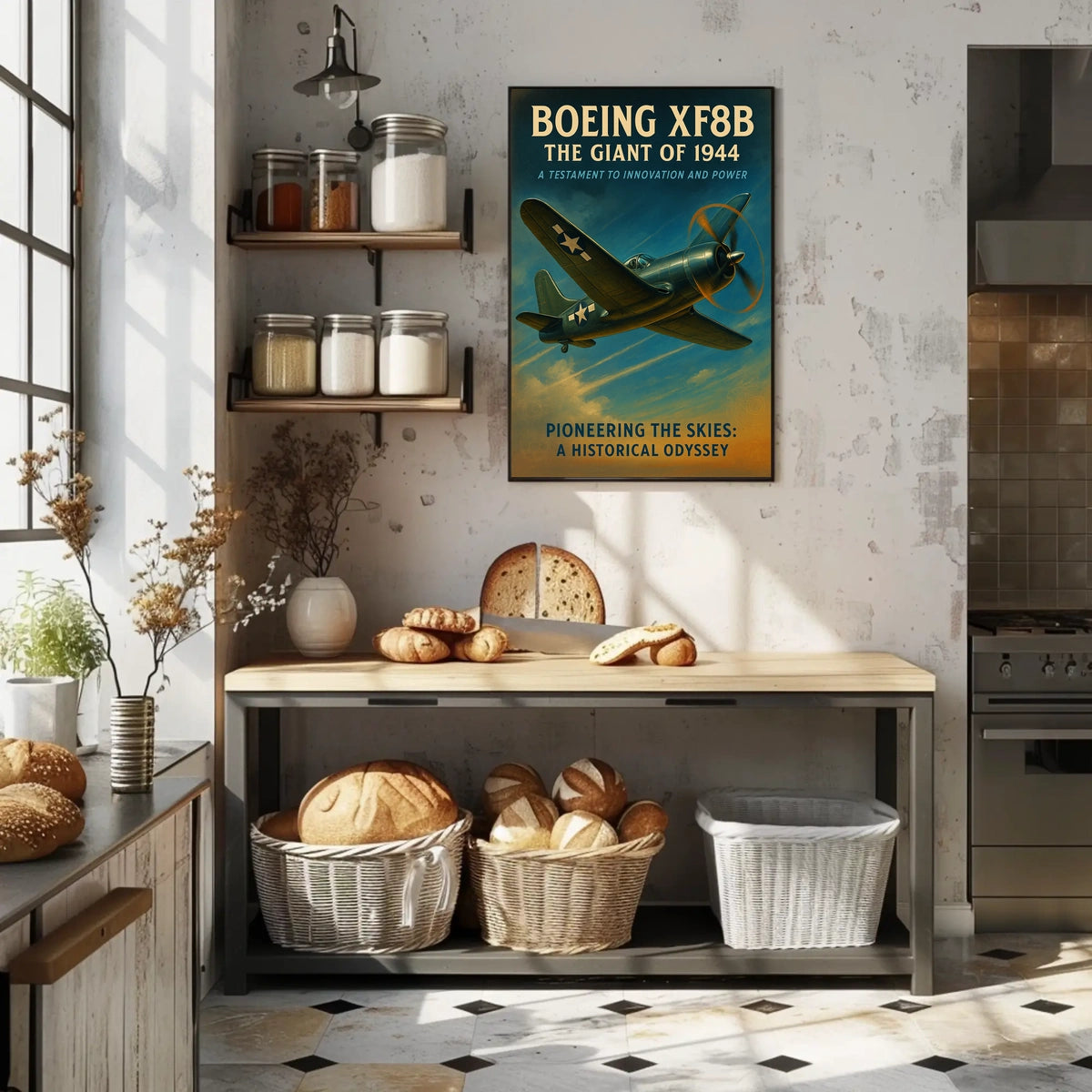Boeing XF8B Vintage Aviation Poster, 1944 Design