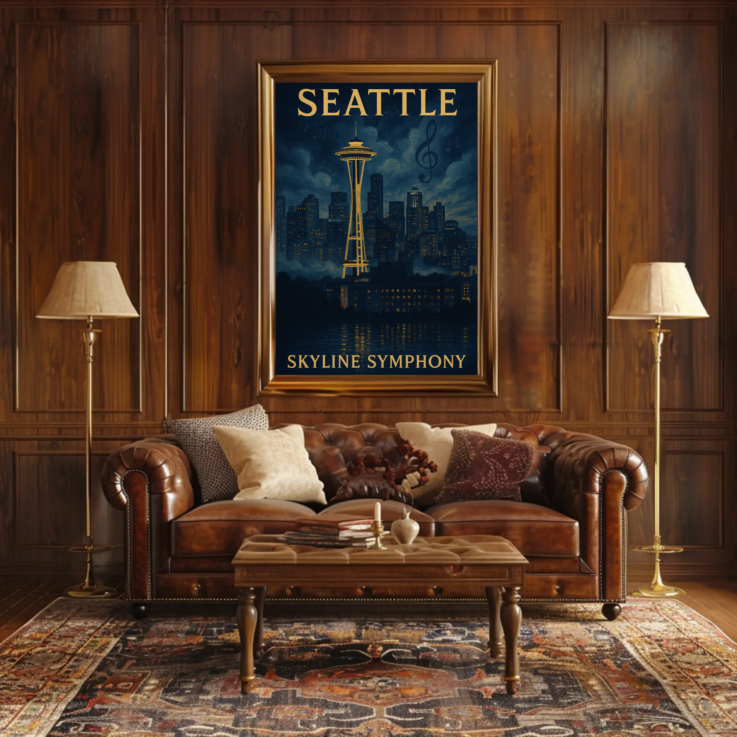Seattle Skyline Symphony Travel Poster