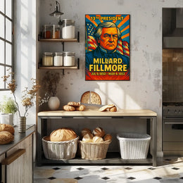 Millard Fillmore 13th President of the United States Colorful Comic Book Style Poster