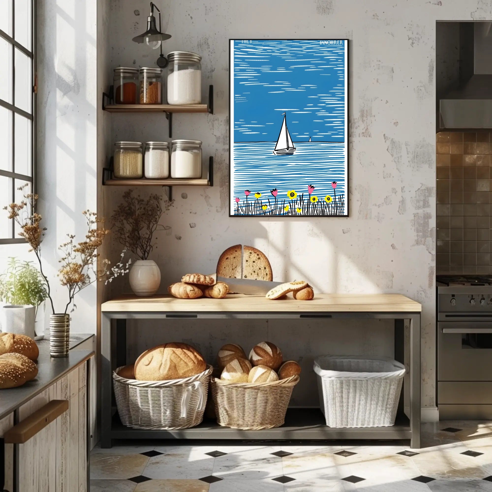 Sailboat Poster Coastal Minimalist Wall Art Print
