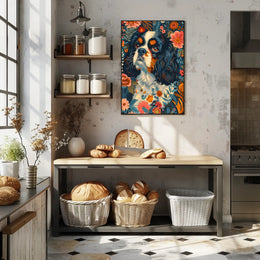 Floral Canine Portrait Wall Art Print