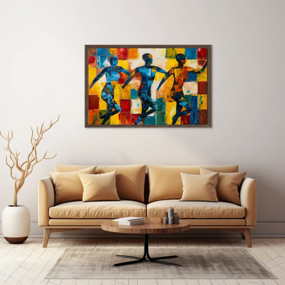 Energetic Abstract Dance Figures Vibrant Art Poster