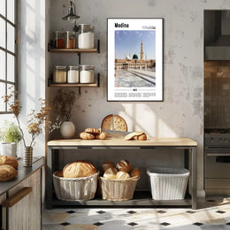 Medina's Iconic Prophet's Mosque Photorealistic Urban or Cityscape Poster PosterGoat