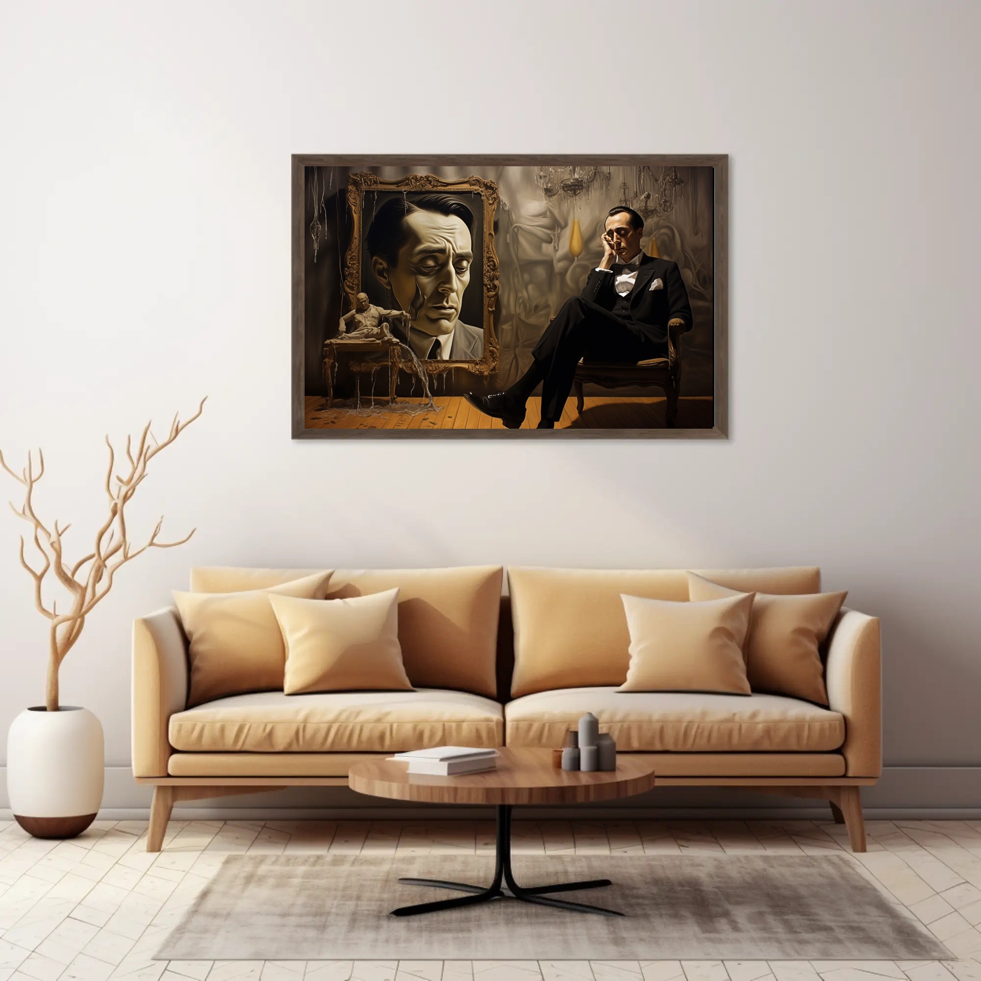 Introspective Vintage Scene in Dim Room Artistic Poster