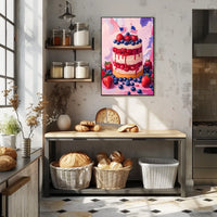 Vibrant American Flag Street Scene Impressionist Poster