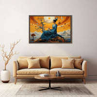 Celestial Dreamscape: Enchanted Woman in Cosmic Fantasy Poster