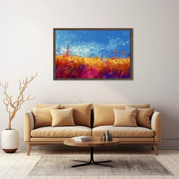 Vibrant Pastoral Landscape Impressionistic Art Poster