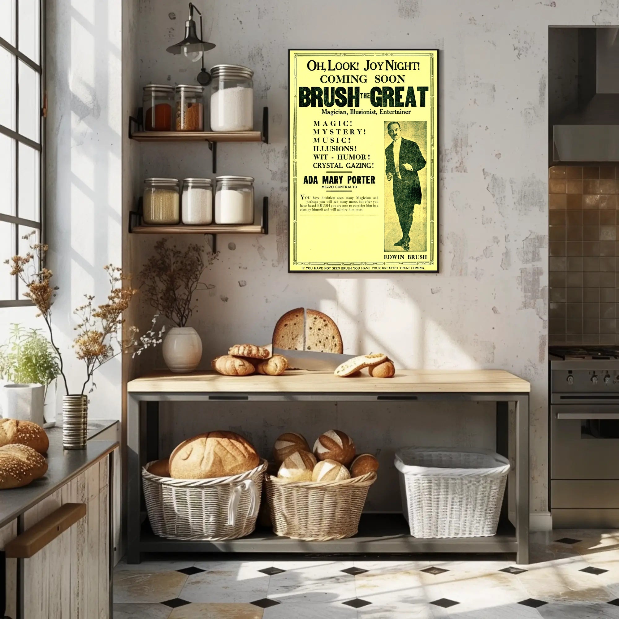 Vintage Magic Performance Poster Featuring Edwin Brush Illusionist