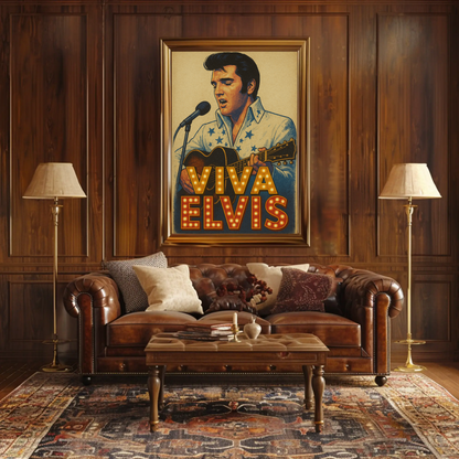 Viva Elvis Presley Retro Concert Microphone Guitar Poster
