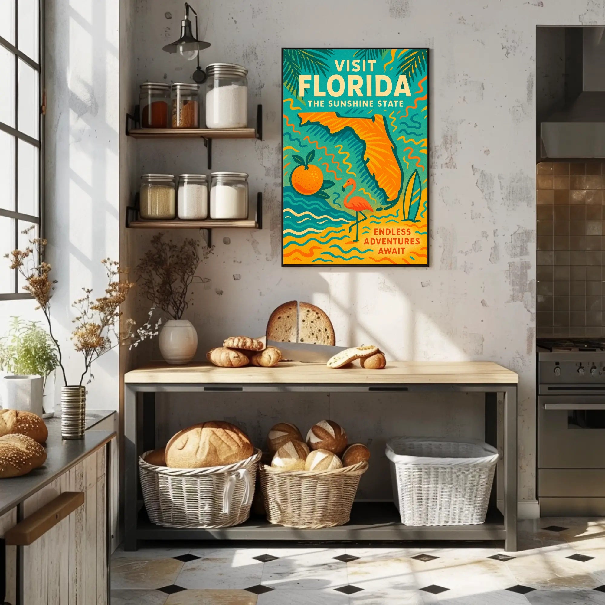 Florida Travel Poster Vintage Sunshine State Print