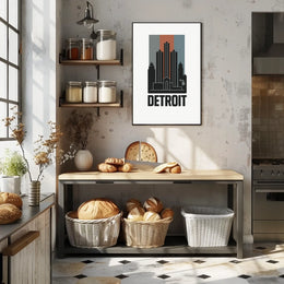 Detroit Skyline Art Poster