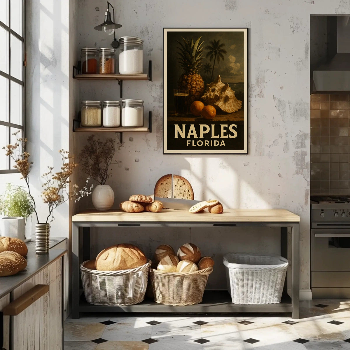 Tropical Essence Of Naples Poster Coastal Wall Art Decor