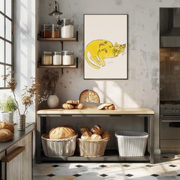 Yellow Cat Poster Whimsical Wall Art Print