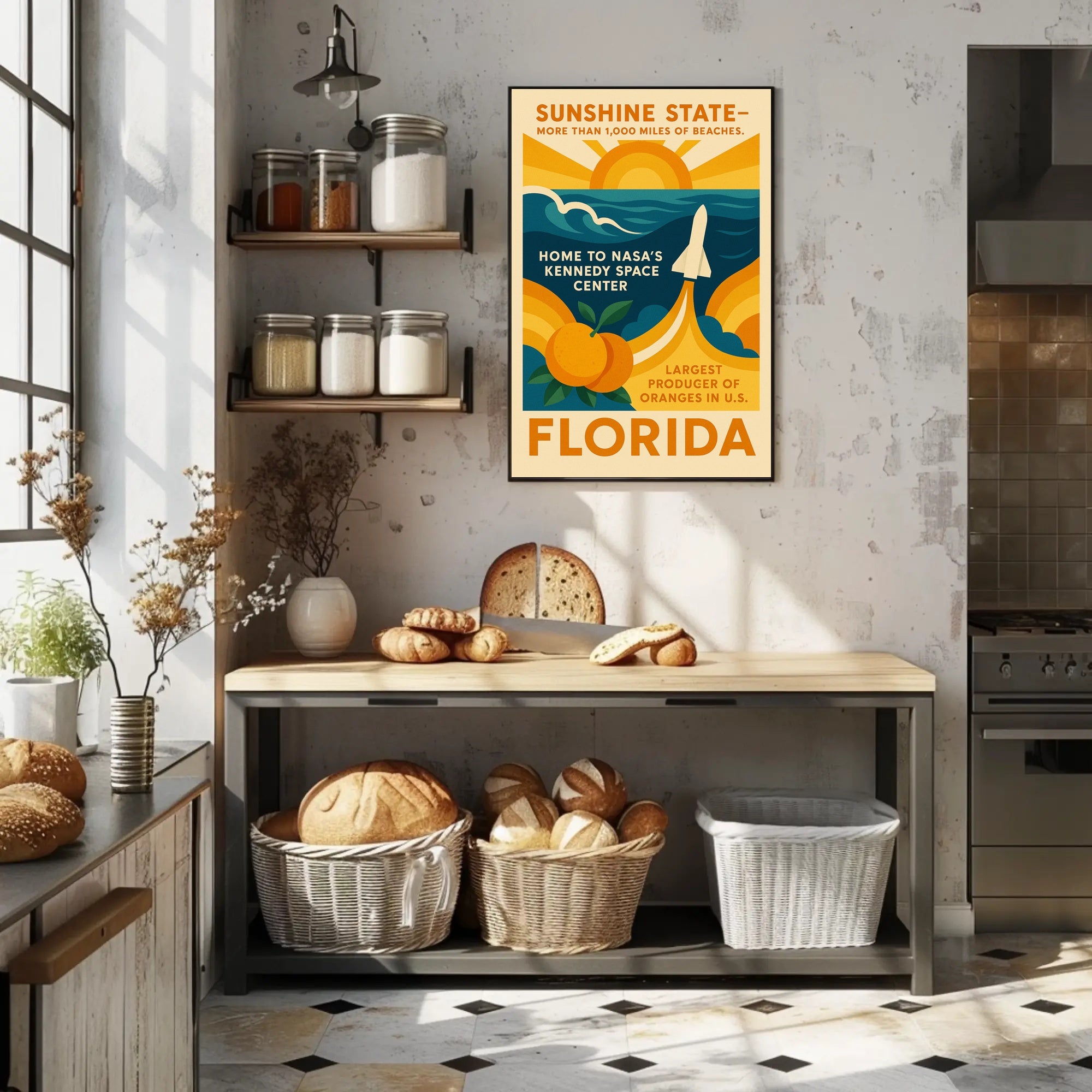 Florida's Vibrant Tribute: Retro Travel Poster