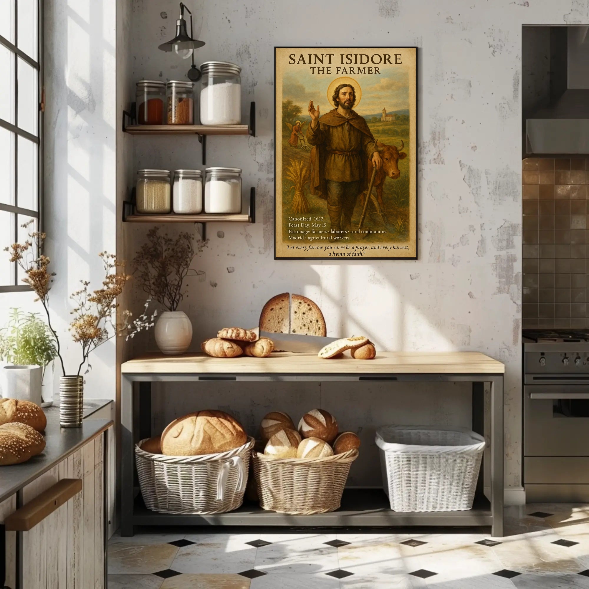 Saint Isidore Iconography: Serene Heritage Art Poster