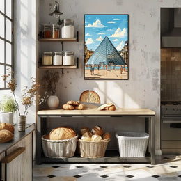 Louvre Pyramid Paris Art Poster: Modern & Vibrant