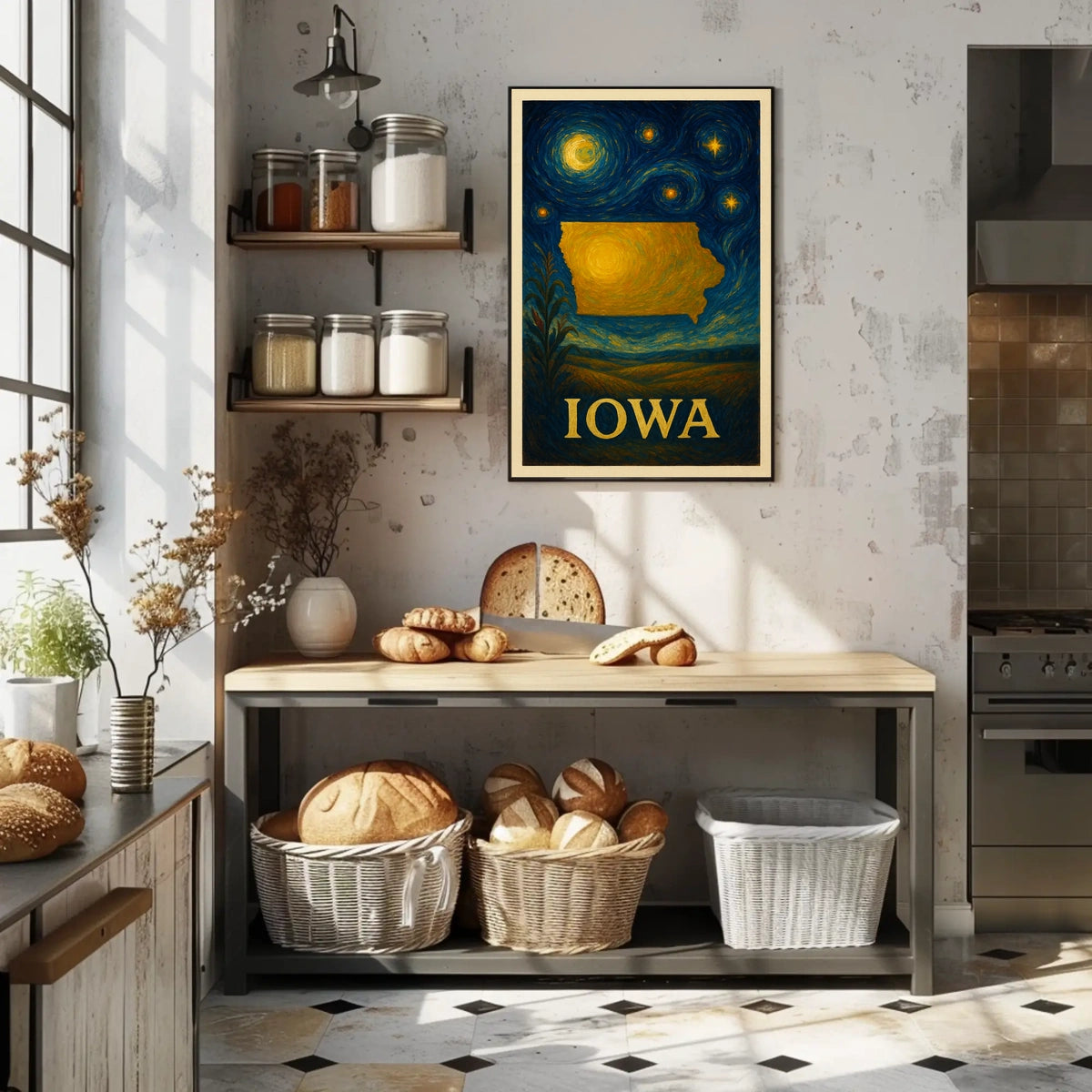 Iowa Impressionistic Landscape Art Print - Cultural or Heritage Poster