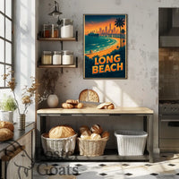 Long Beach Sunset Skyline Travel Poster