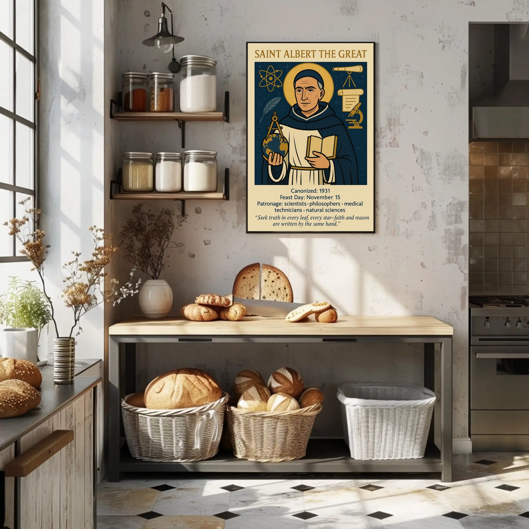 Saint Albert Wisdom Vintage Educational or Infographic Poster