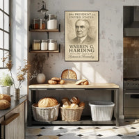 Warren G Harding 29th President Sketch Poster Art Print PosterGoat