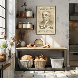 Warren G Harding 29th President Sketch Poster Art Print PosterGoat
