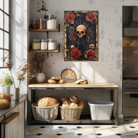 Skull with Spider Legs Gothic Abstract, Artistic Poster