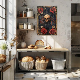 Skull with Spider Legs Gothic Abstract, Artistic Poster