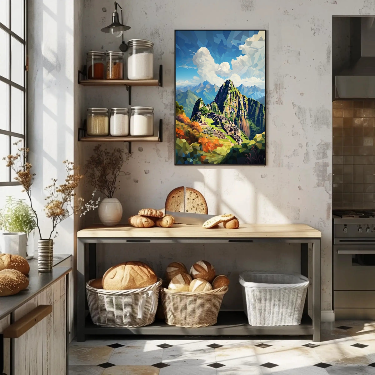 Machu Picchu Polygonal Art Adventure Cultural or Heritage Poster