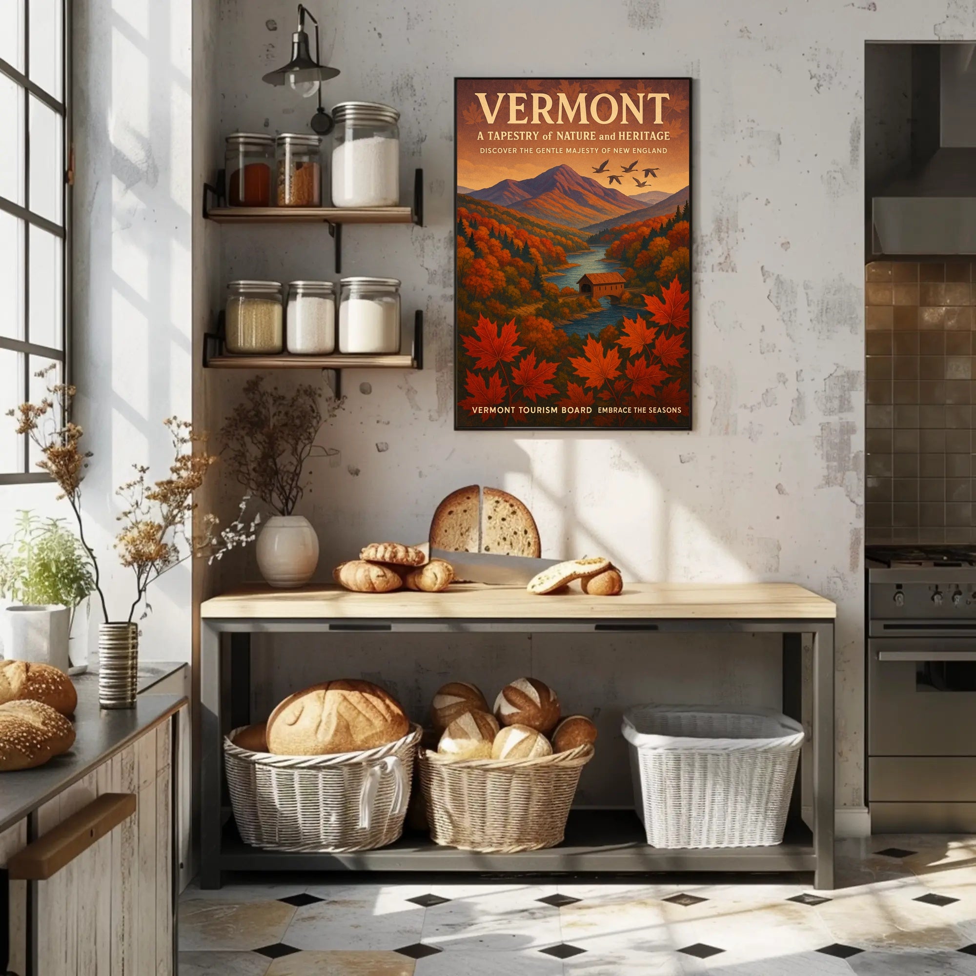 Vermont Scenic Wall Art Poster Vintage Travel Print