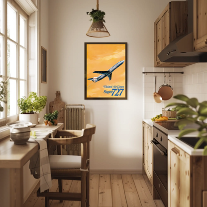 United Airlines Super 727 Vintage Poster