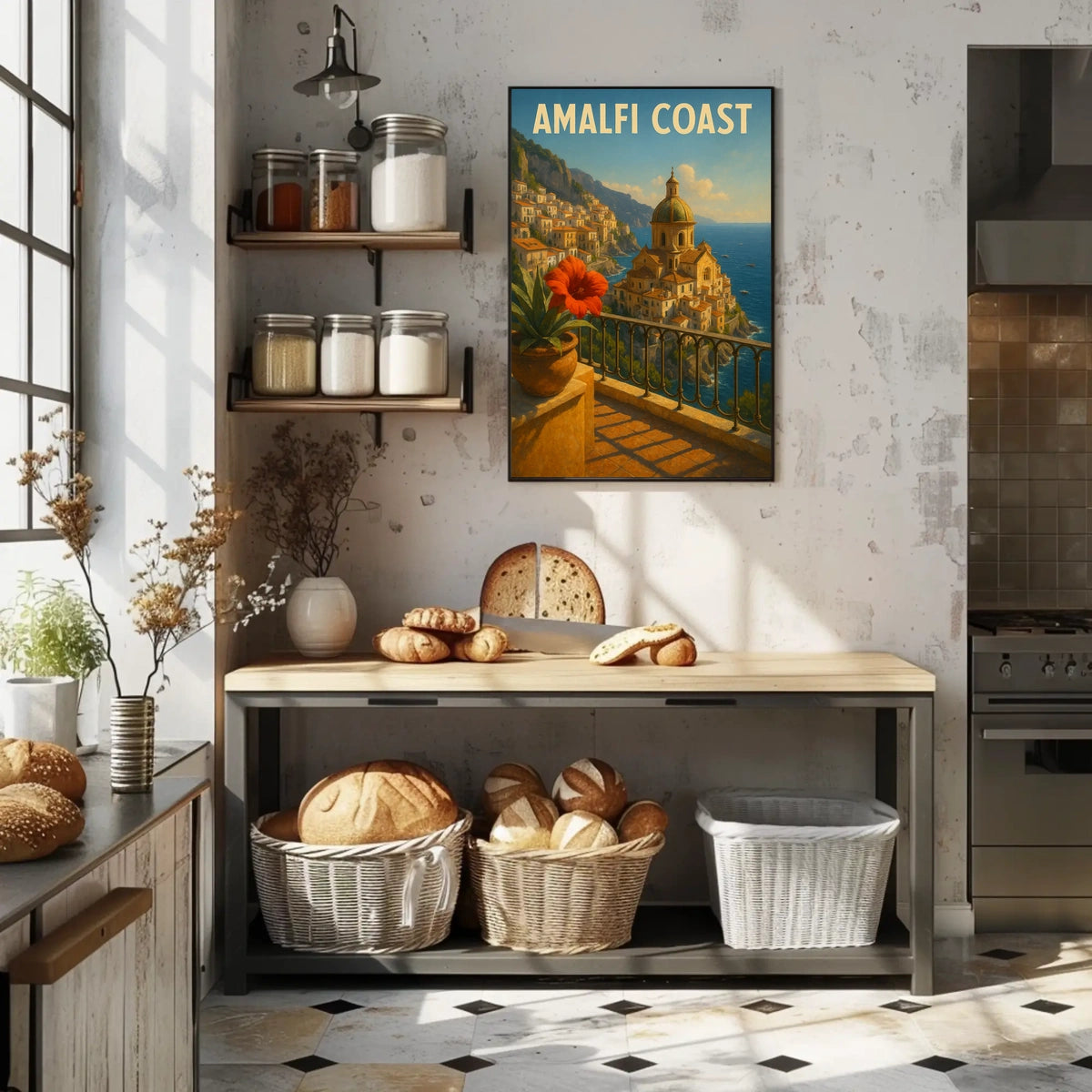 Amalfi Coast Poster Wall Art for Coastal Home Decor