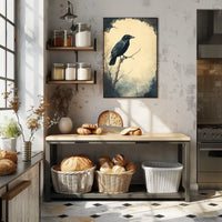 Mysterious Raven Illustrated Artistic Animal Poster