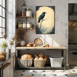 Mysterious Raven Illustrated Artistic Animal Poster