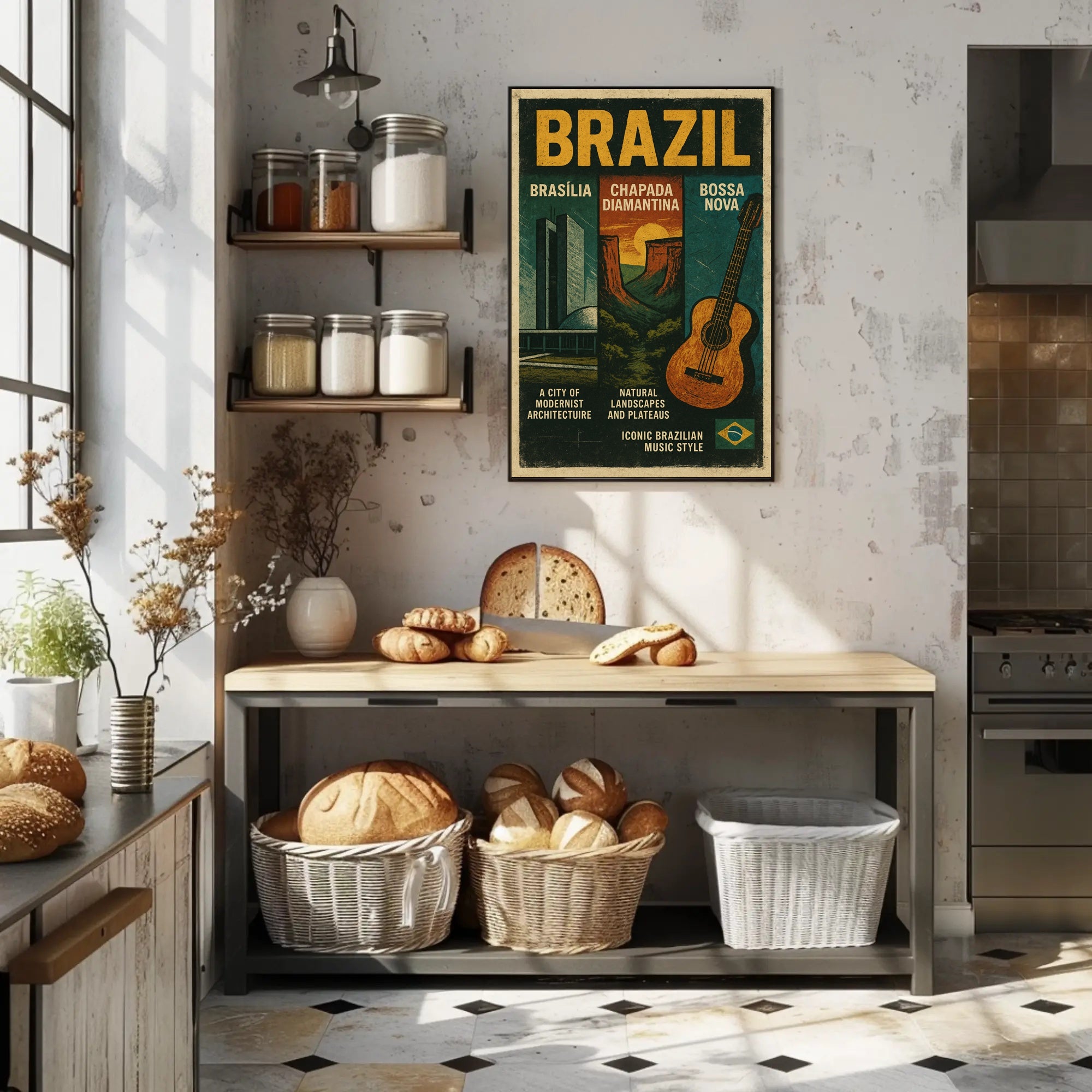 Brazil Modernist Architecture Wall Art with Natural Beauty PosterGoat