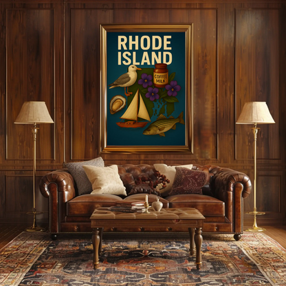 Rhode Island Icons Coffee Milk Sailboat State Pride Travel Poster Travel Poster