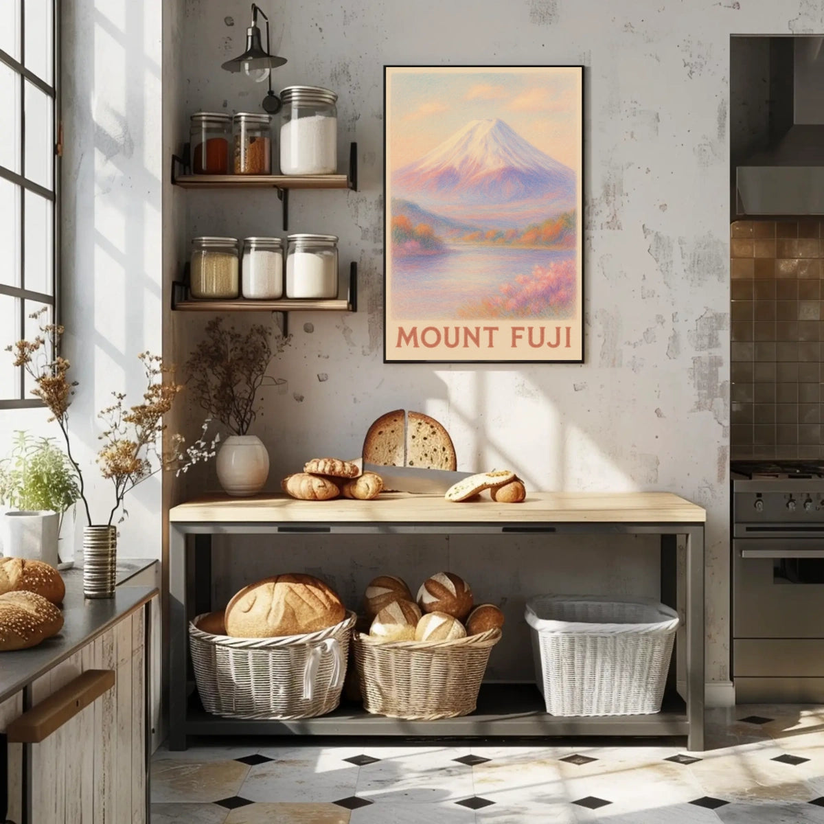 Mount Fuji Tranquil Landscape Abstract Poster