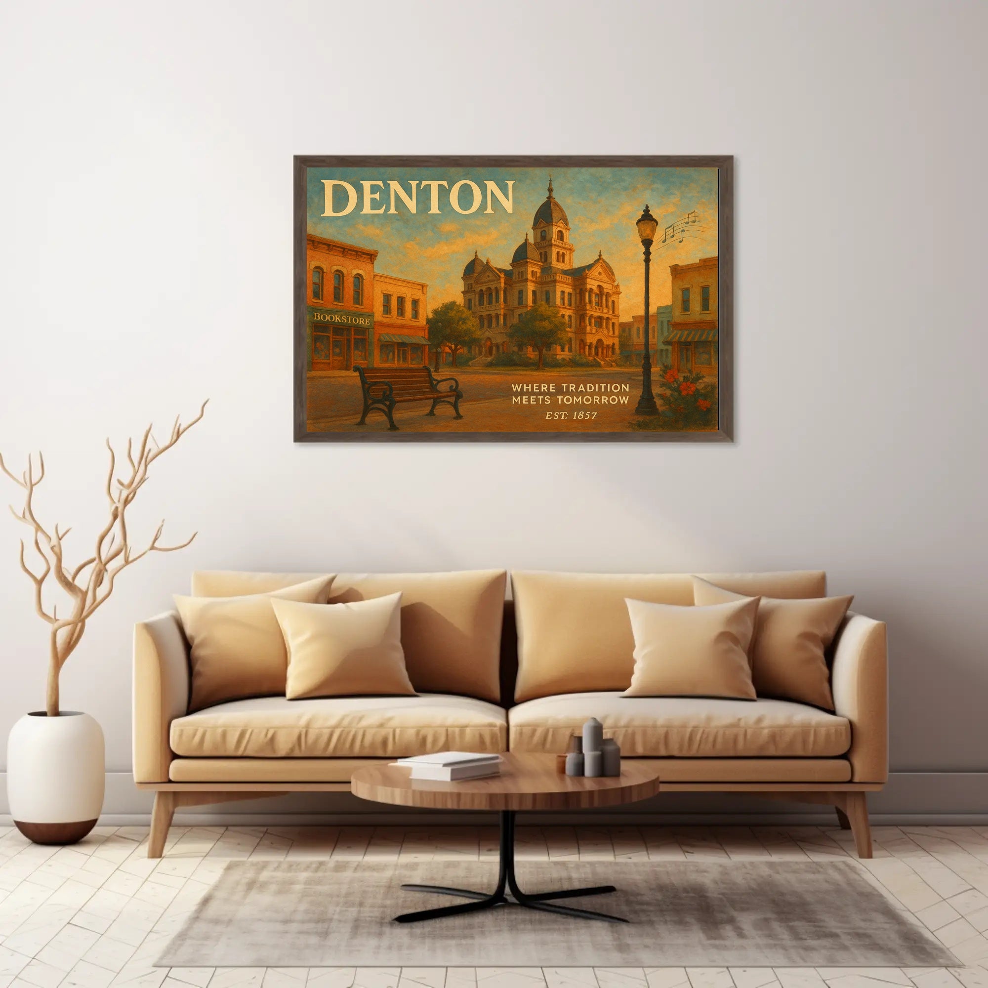 Denton Travel Poster: Heritage Meets Future Art