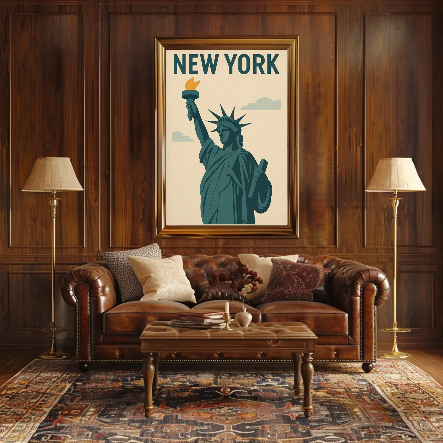 New York Liberty Statue Icon Poster Vintage Travel Poster