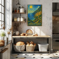 Amalfi Coast A Starry Impression Poster